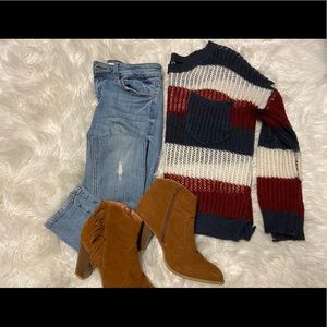 Sweater, jeans, & boots!